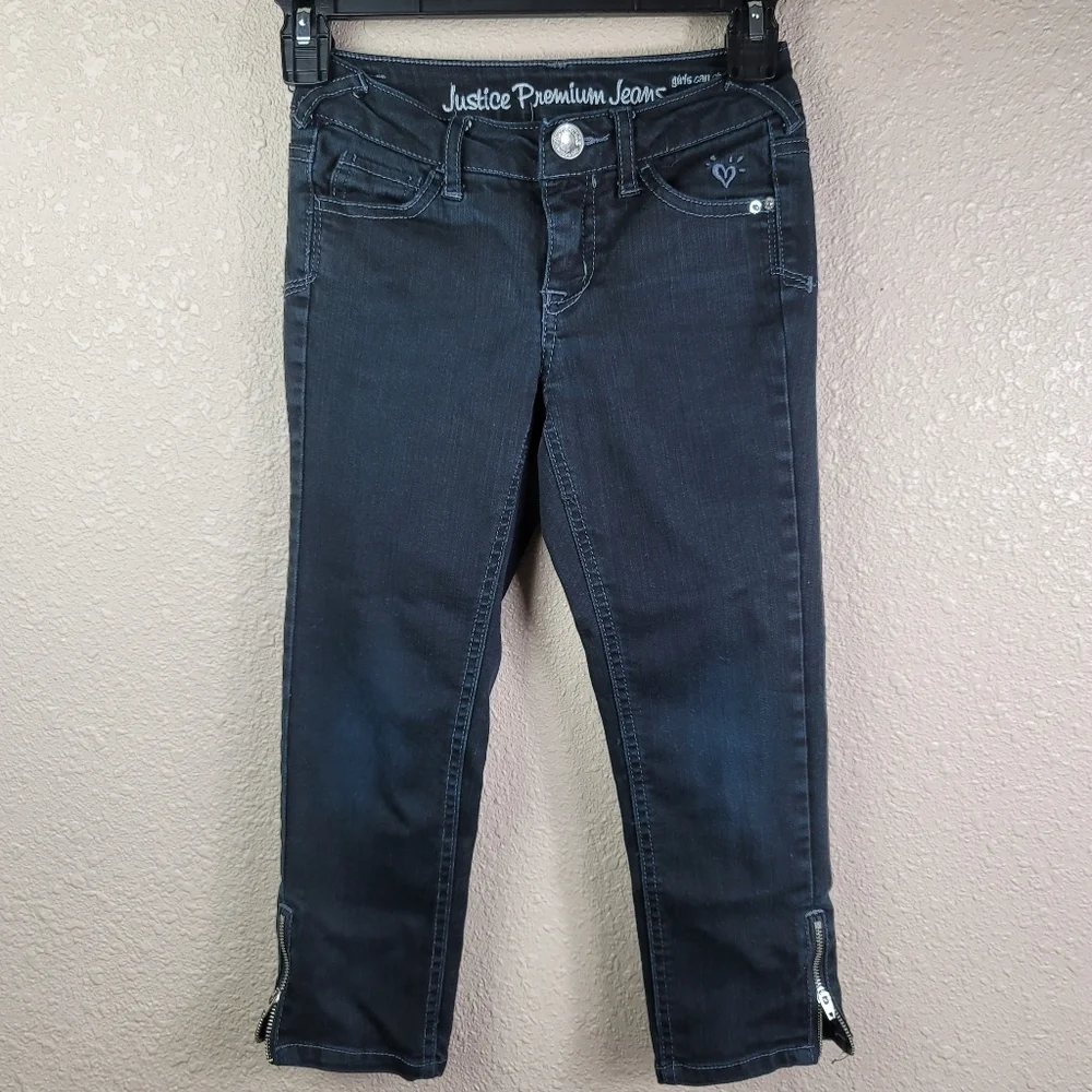 Justice girls pants skinny jean black Sz 8R